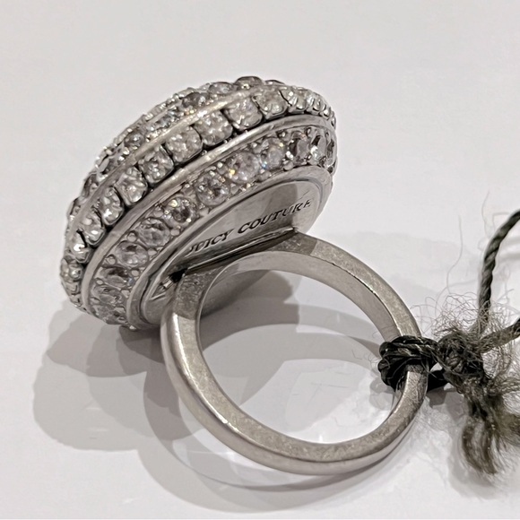NWT Juicy Couture Clear Oval Faceted Center Crystal Ring w/ Clear Pave Crystals - Picture 7 of 9